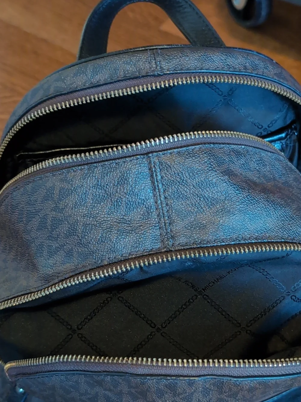 Michael Kors Brown & Black Monogram Logo Backpack w Wallet